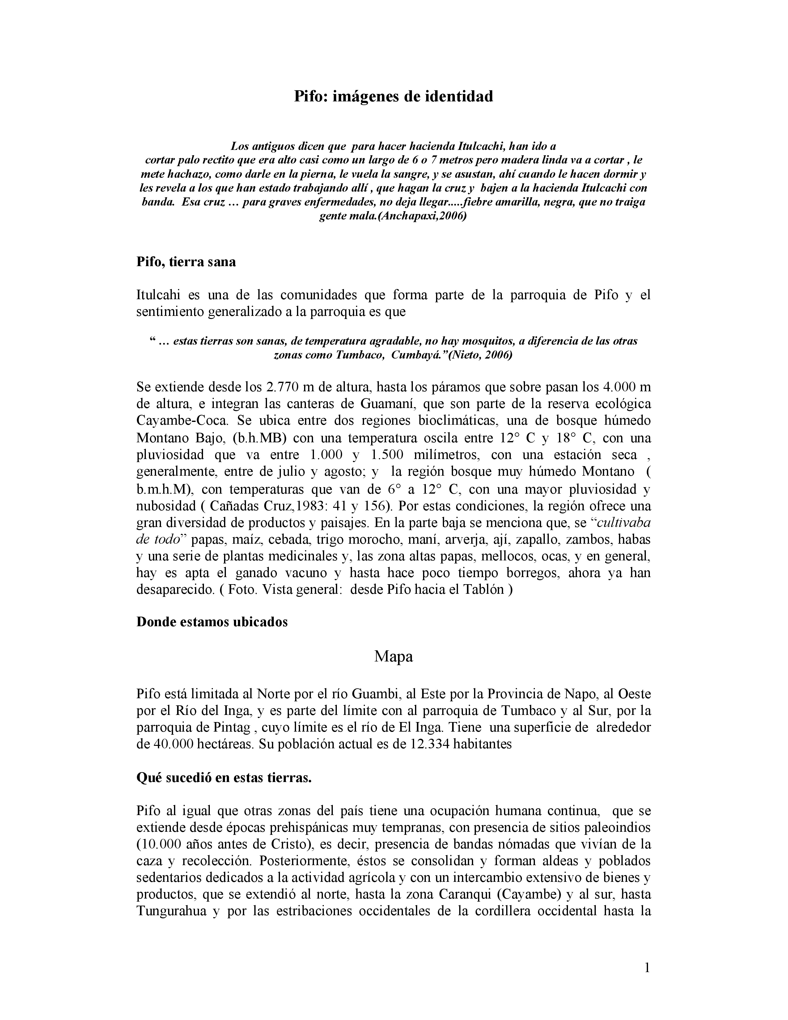 Cubierta de Imágenes Nuestra Identidad cartilla Pifo