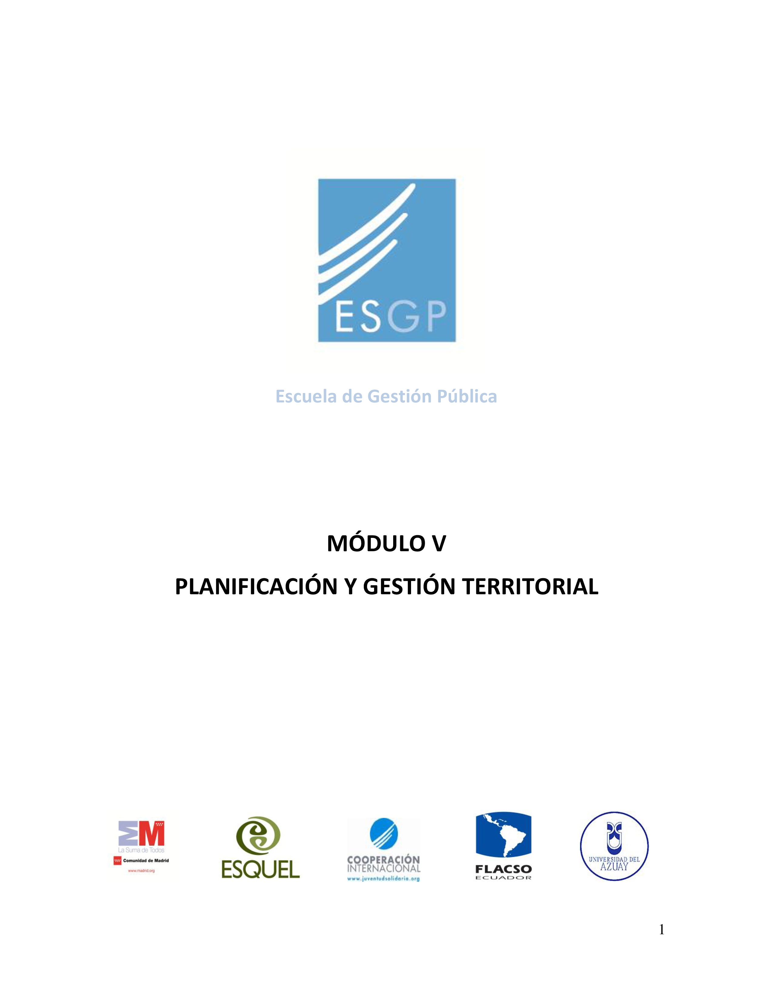 Cubierta de Módulo 5: Planificación y gestión territorial