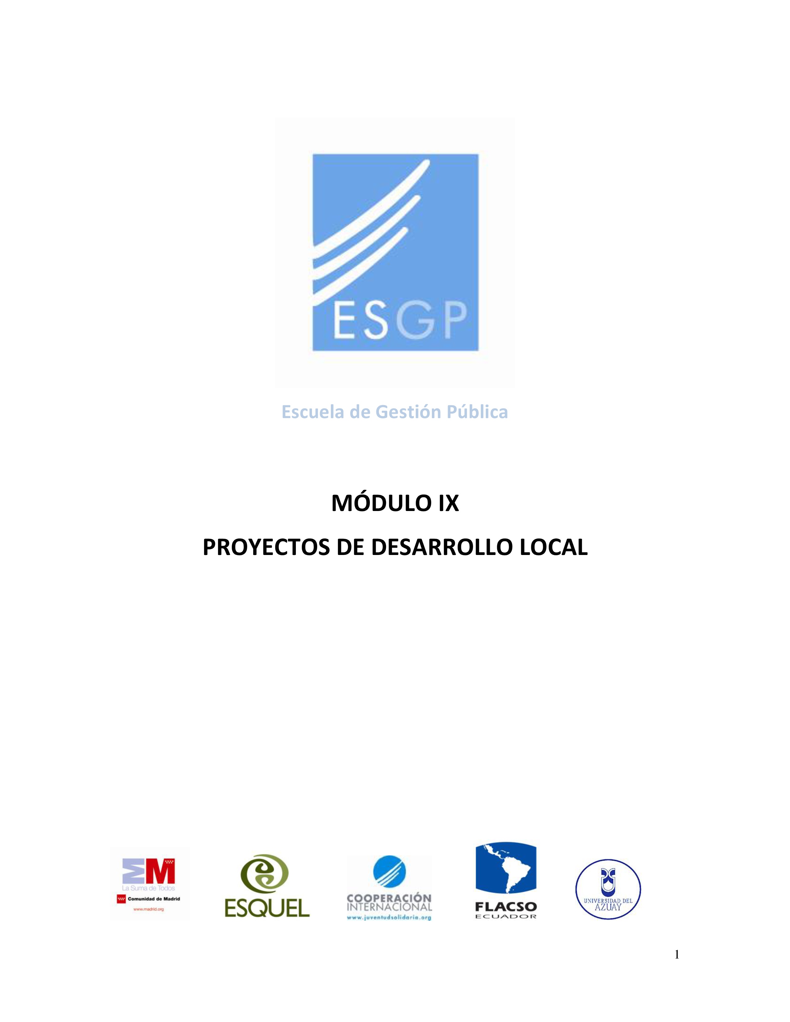 Cubierta de Módulo 9: Proyectos de Desarrollo Local