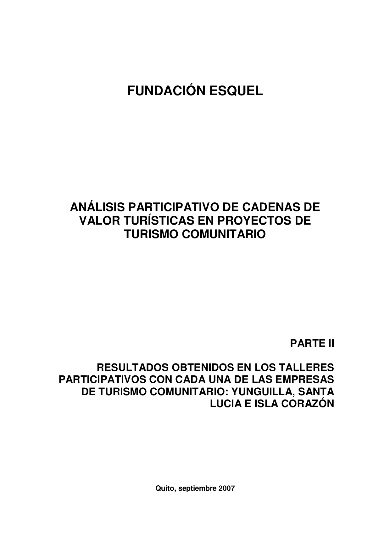 Cubierta de Análisis participativo de cadenas de valor turísticas en proyectos de Turismo Comunitario