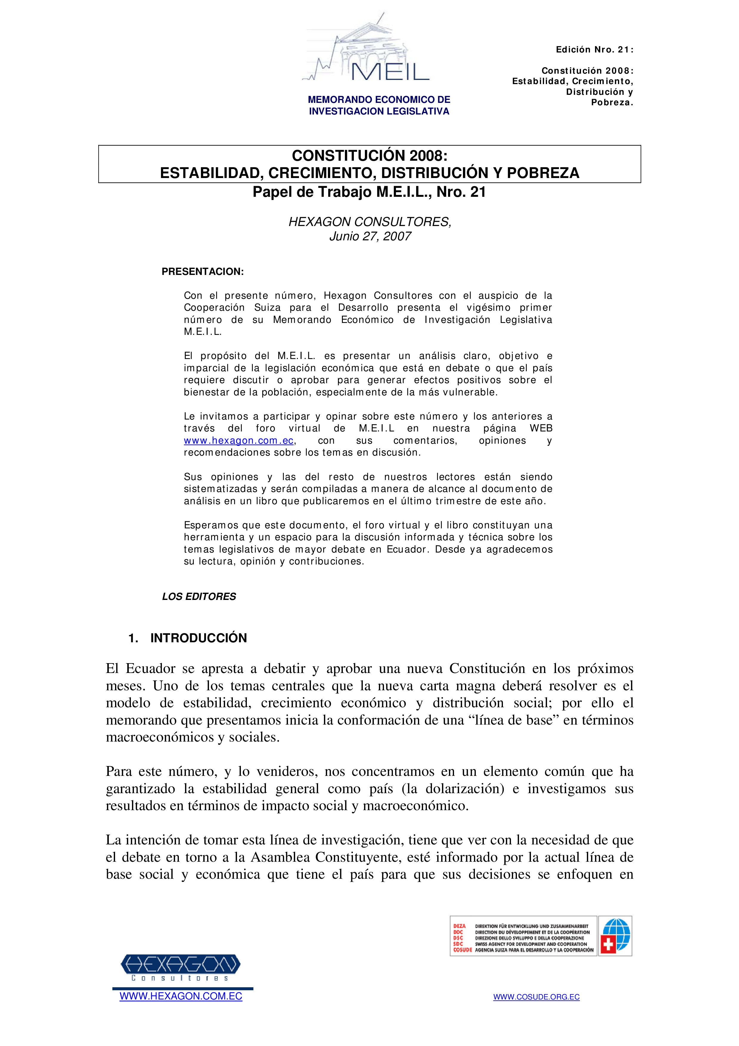Cubierta de Constitución 2008: estabilidad, crecimiento, distribución y pobreza
