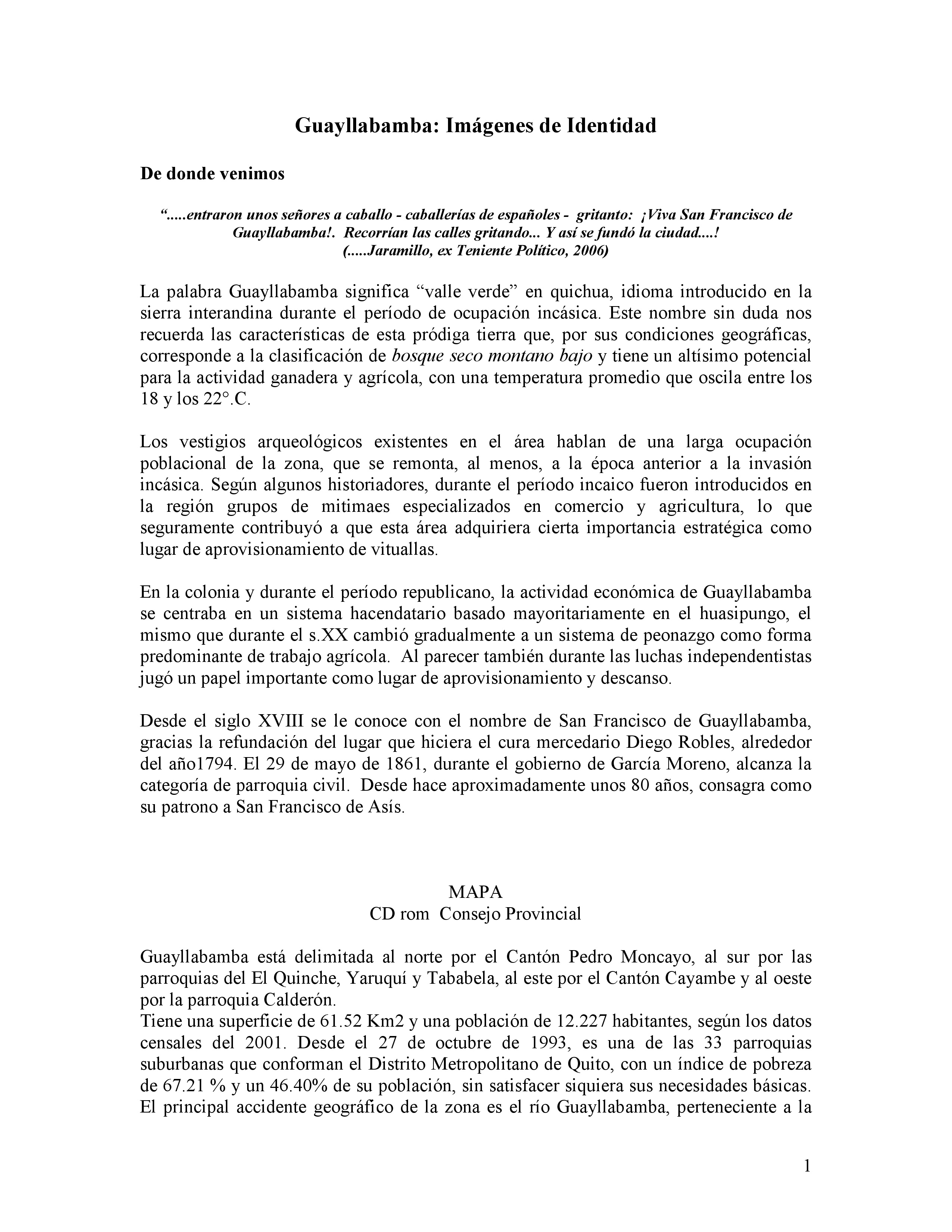 Cubierta de Imágenes Nuestra Identidad cartilla Guayllabamba