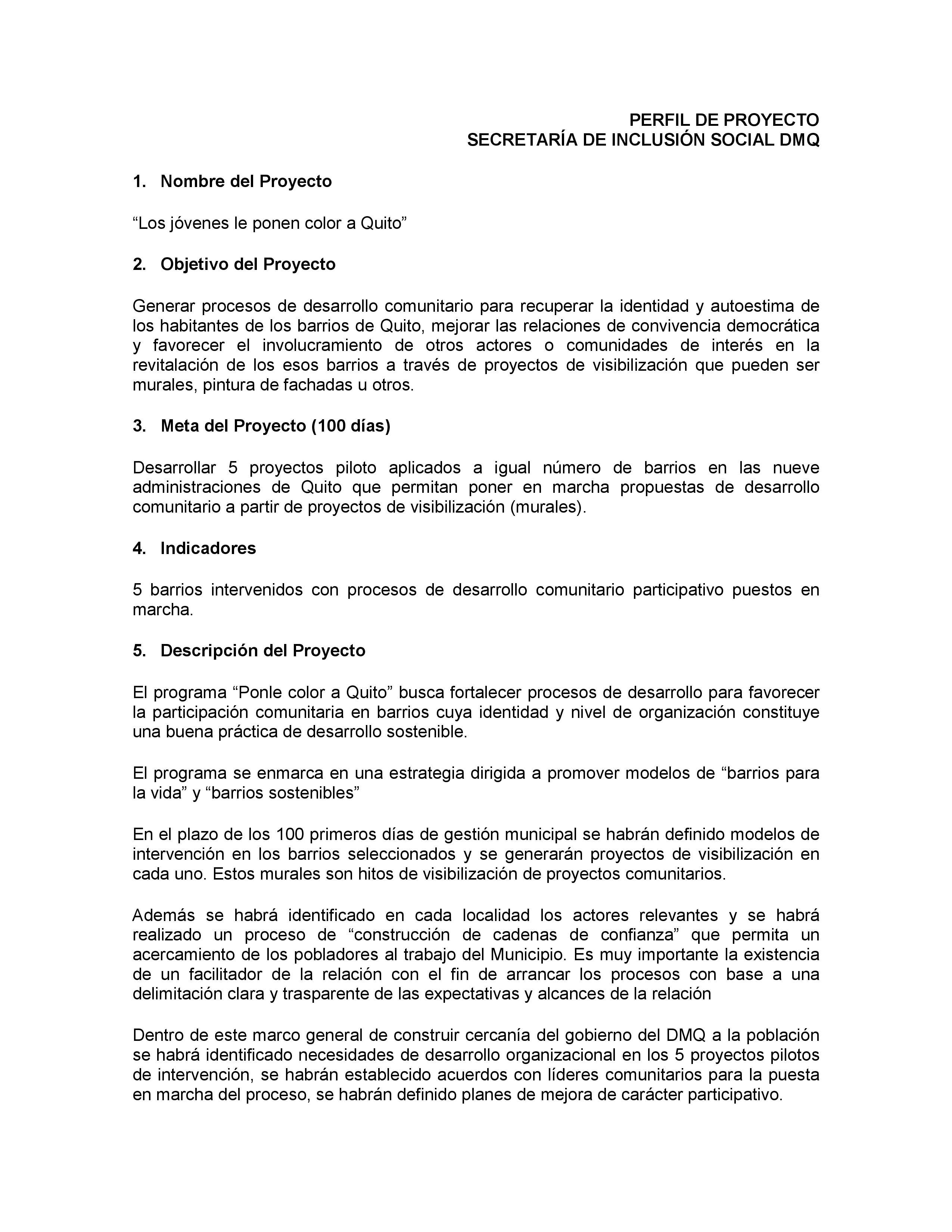 Cubierta de “Los jóvenes le ponen color a Quito” . Propuesta rechazada