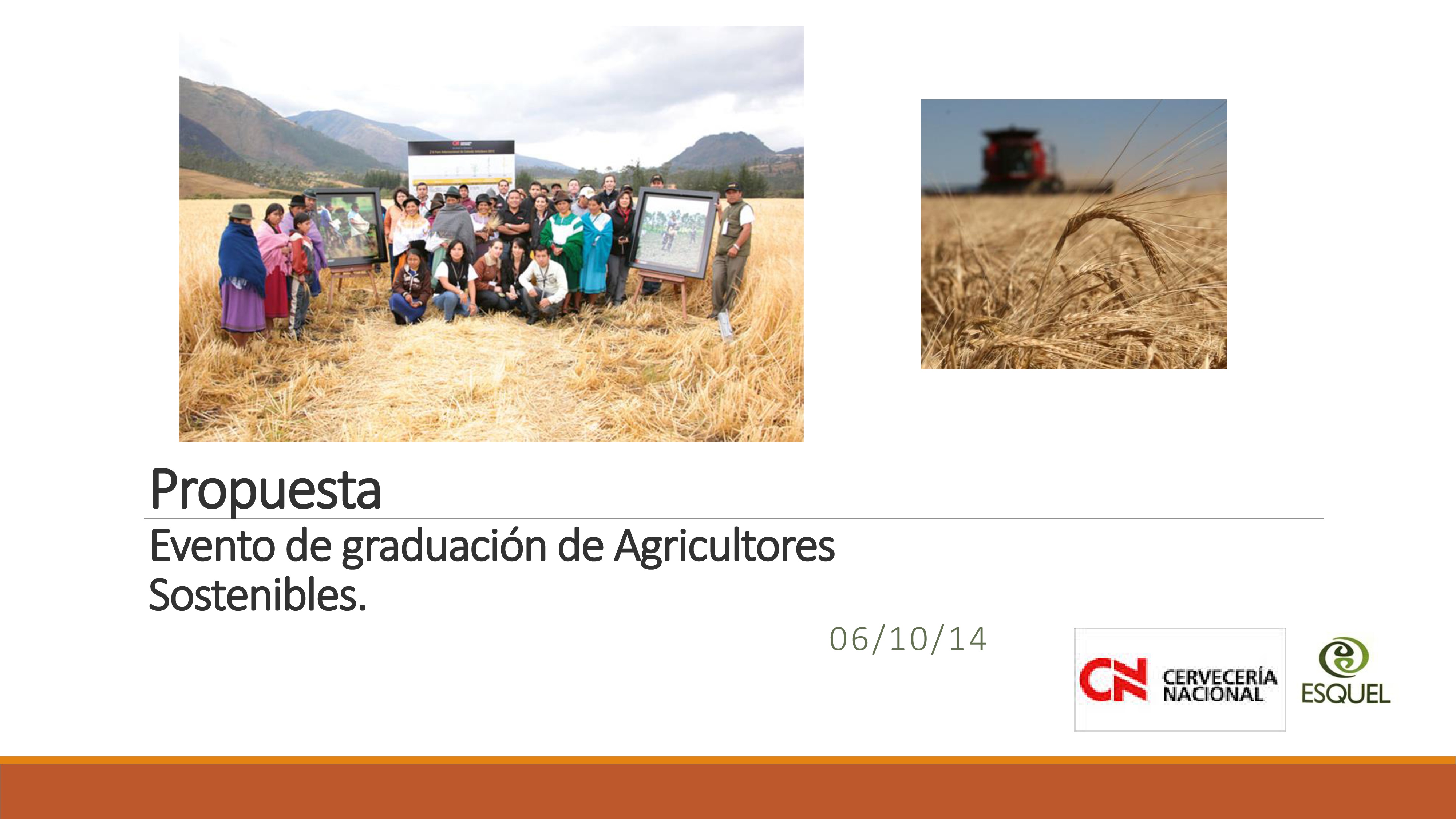 Cubierta de Evento de graduación de agricultores sostenibles. Presentación propuesta