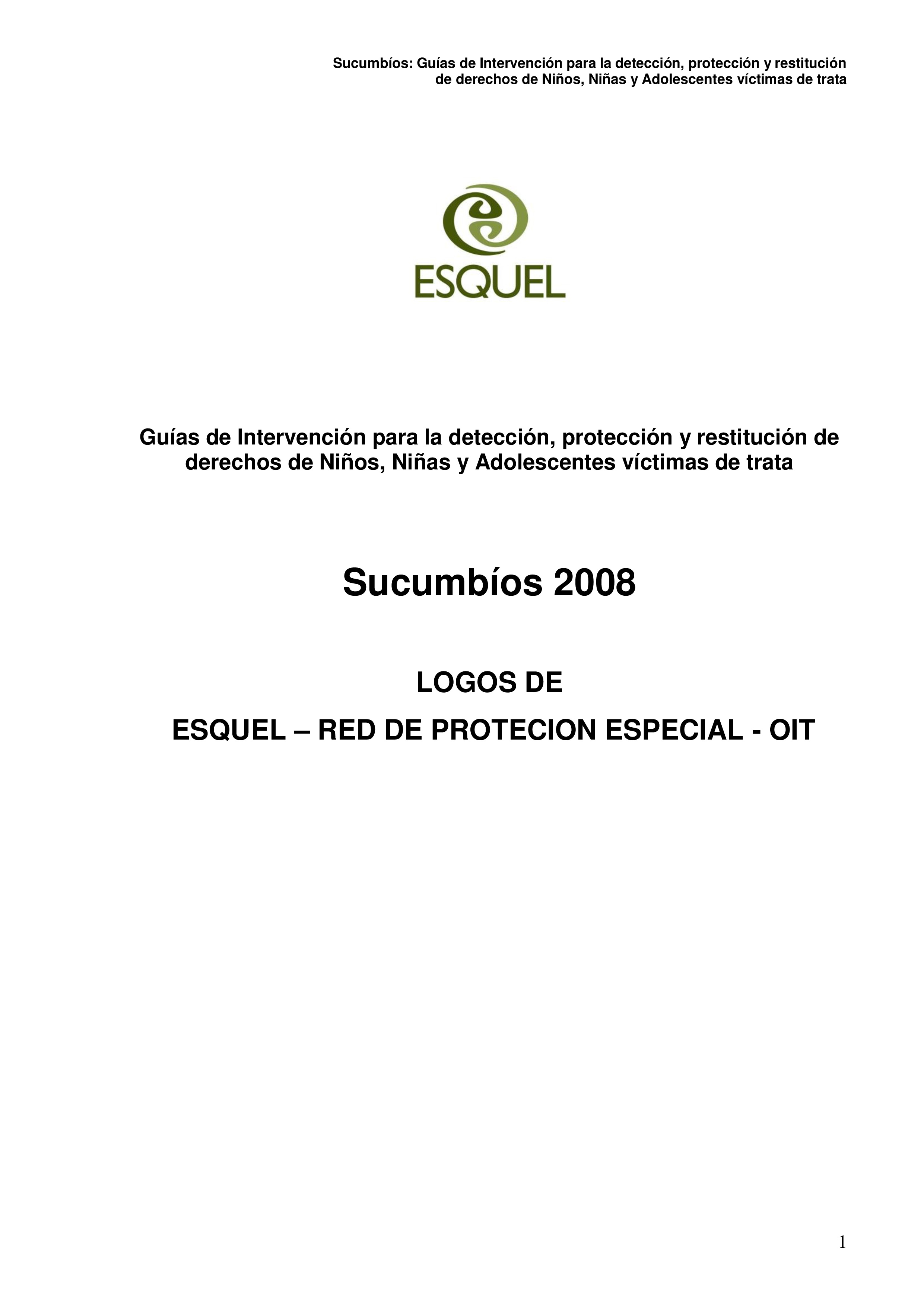 Cubierta de Guías de Intervención para la detección, protección y restitución de derechos de Niños, Niñas y Adolescentes víctimas de trata