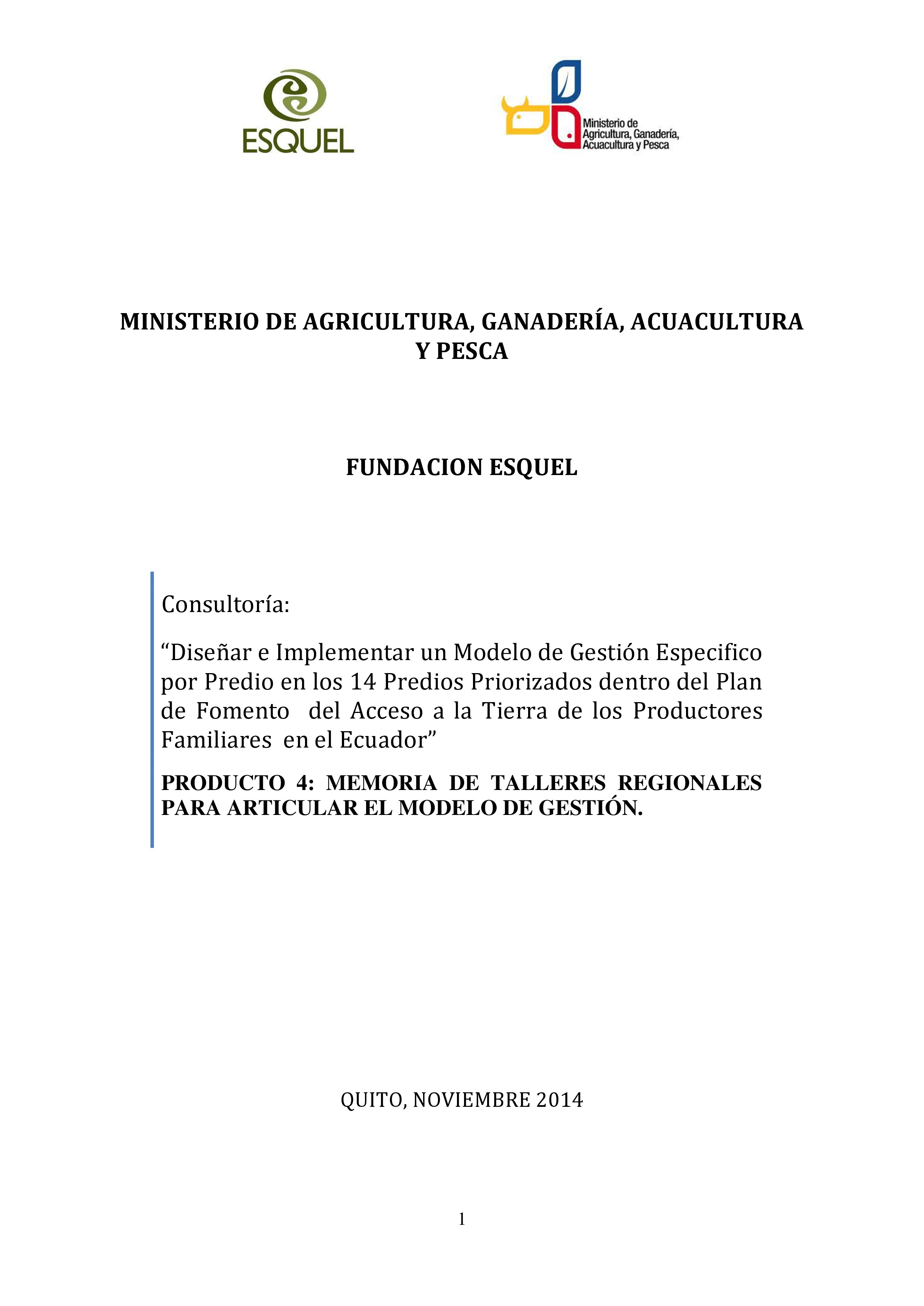 Cubierta de Memoria de talleres regionales para articular el modelo de gestión
